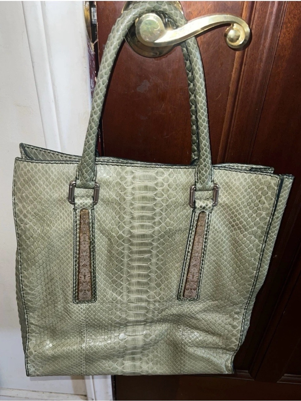 Elietahari Shoulder bag Green Faux-Snake Tote Bag #AR06619